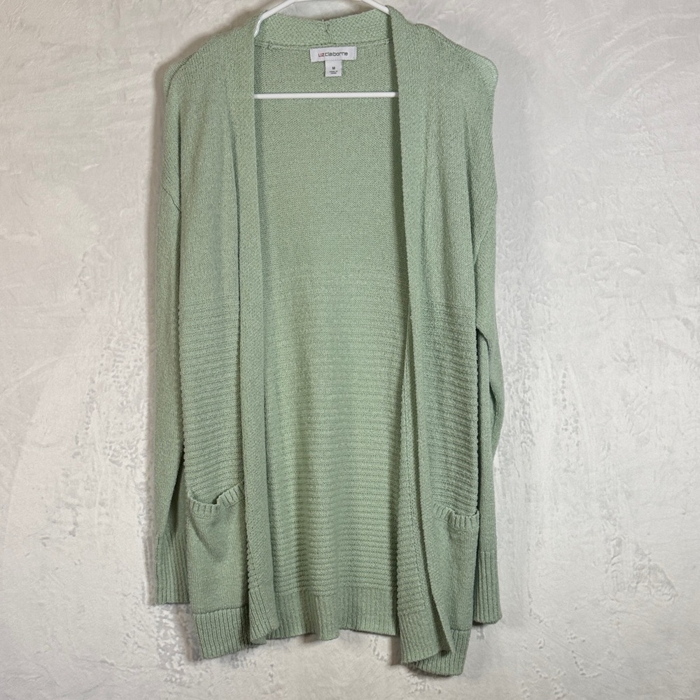 Liz Claiborne Women's Mint Green Open-Front Cardigan Sweater